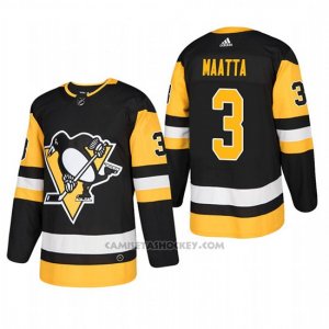 Camiseta Hockey Hombre Pittsburgh Penguins 3 Olli Maatta Home Autentico Jugador Negro