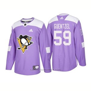 Camiseta Hockey Hombre Autentico Pittsburgh Penguins 59 Jake Guentzel Hockey Fights Cancer 2018 Violeta