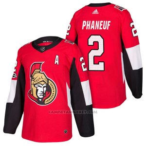 Camiseta Hockey Hombre Autentico Ottawa Senators 2 Dion Phaneuf Home 2018 Rojo