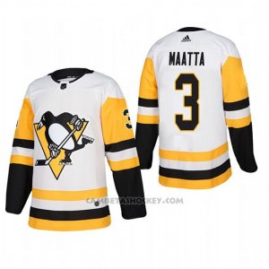 Camiseta Hockey Hombre Pittsburgh Penguins 3 Olli Maatta Away Autentico Jugador Blanco
