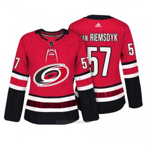 Camiseta Hockey Mujer Carolina Hurricanes 57 Trevor Van Riemsdyk Rojo Autentico Jugador