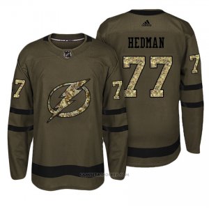 Camiseta Hockey Hombre Tampa Bay Lightning 77 Victor Hedman Verde Camo