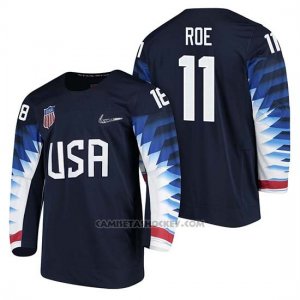 Camiseta USA Team Hockey 2018 Olympic Garrett Roe 2018 Olympic Azul