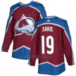 Camiseta Hockey Hombre Colorado Avalanche 19 Joe Sakic Burgundy Home Autentico Stitched