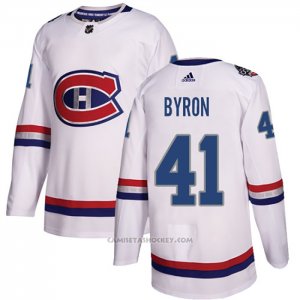 Camiseta Hockey Montreal Canadiens 41 Paul Byron Autentico 2017 100 Classic Blanco