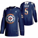 Camiseta Hockey Winnipeg Jets Luca Sbisa 2020 Wasac Night Indigenous Heritage Azul