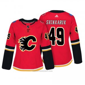 Camiseta Hockey Mujer Calgary Flames 49 Hunter Shinkaruk Rojo Autentico Jugador