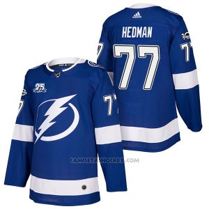 Camiseta Hockey Hombre Autentico Tampa Bay Lightning 77 Victor Hedman Home 2018 Azul