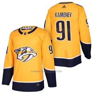 Camiseta Hockey Hombre Autentico Nashville Predators 91 Vladislav Kamenev Home 2018 Amarillo