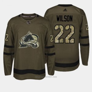 Camiseta Hockey Hombre Colorado Avalanche 22 Colin Wilson Verde Salute To Service