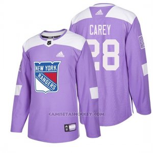 Camiseta New York Rangers Paul Carey Hockey Fights Cancer Violeta