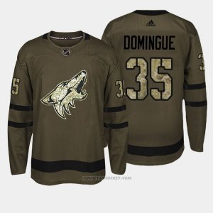 Camiseta Hockey Hombre Arizona Coyotes 35 Arizona Louis Domingue Verde Salute To Service