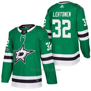 Camiseta Hockey Hombre Autentico Dallas Stars 32 Kari Lehtonen Home 2018 Verde