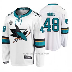 Camiseta Hockey San Jose Sharks Segunda Tomas Hertl Stanley Cup Playoffs Blanco