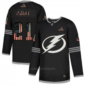 Camiseta Hockey Tampa Bay Lightning Brayden Point 2020 USA Flag Negro