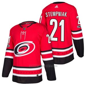 Camiseta Hockey Hombre Autentico Carolina Hurricanes 21 Lee Stempniak Home 2018 Rojo