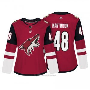 Camiseta Hockey Mujer Arizona Coyotes 48 Jordan Martinook Rojo Autentico Jugador