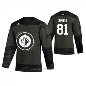 Camiseta Hockey Winnipeg Jets Kyle Connor 2019 Veterans Day Camuflaje