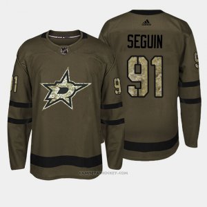 Camiseta Hockey Hombre Dallas Stars 91 Tyler Seguin Verde Salute To Service