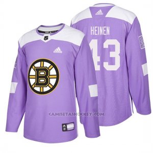 Camiseta Boston Bruins Danton Heinen Hockey Fights Cancer Violeta