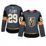 Camiseta Hockey Mujer Vegas Golden Knights 29 Marc Andre Fleury Gris Autentico Home