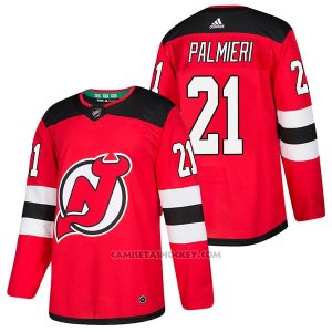 Camiseta Hockey Hombre Autentico New Jersey Devils 21 Kyle Palmieri Home 2018 Rojo