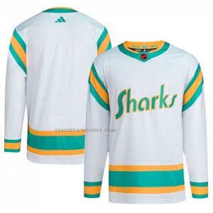 Camiseta Hockey San Jose Sharks Reverse Retro Autentico Blank Blanco