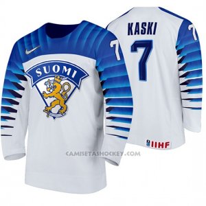 Camiseta Hockey Finlandia Oliwer Kaski Home 2020 IIHF World Championship Blanco