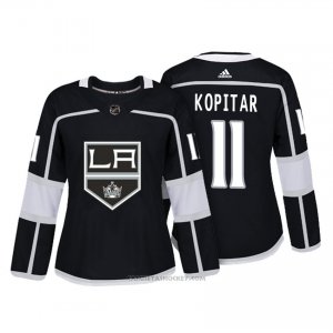 Camiseta Hockey Mujer Los Angeles Kings 11 Anze Kopitar Negro Autentico Jugador