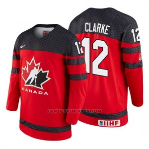 Camiseta Canada Team Graeme Clarke 2018 Iihf World Championship Jugador Rojo