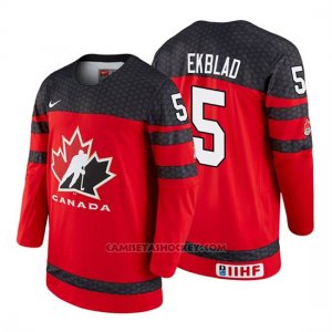 Camiseta Canada Team Aaron Ekblad 2018 Iihf World Championship Jugador Rojo