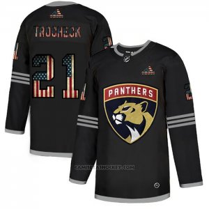 Camiseta Hockey Florida Panthers Vincent Trocheck 2020 USA Flag Negro