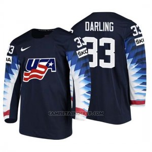 Camiseta USA Team Scott Darling 2018 Iihf Men World Championship Jugador Negro