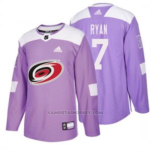 Camiseta Carolina Hurricanes Derek Ryan Hockey Fights Cancer Violeta