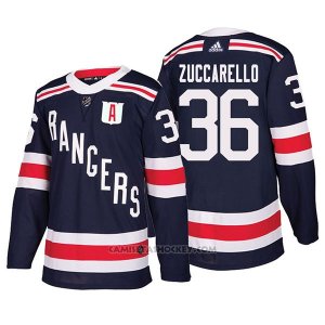 Camiseta Hockey Hombre Autentico New York Rangers 36 Mats Zuccarello Winter Classic 2018 Azul