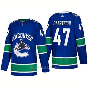 Camiseta Hockey Hombre Vancouver Canucks 47 Sven Baertschi Home Premier 2017-2018 Azul