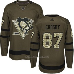 Camiseta Hockey Hombre Pittsburgh Penguins 87 Sidney Crosby Salute To Service 2018 Verde