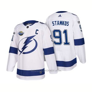 Camiseta Hockey Hombre Tampa Bay Lightning 91 Steven Stamkos 2018 Blanco