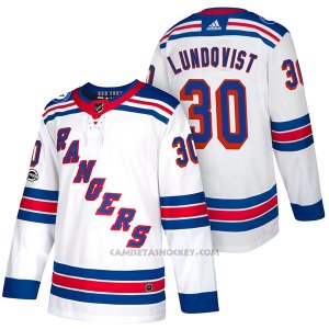 Camiseta Hockey Hombre Autentico New York Rangers 30 Henrik Lundqvist Away 2018 Blanco