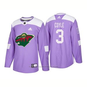 Camiseta Hockey Hombre Autentico Minnesota Wild 3 Charlie Coyle Hockey Fights Cancer 2018 Violeta