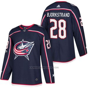 Camiseta Hockey Hombre Autentico Columbus Blue Jackets 28 Oliver Bjorkstrand Home 2018 Azul