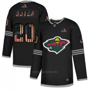 Camiseta Hockey Minnesota Wild Ryan Suter 2020 USA Flag Negro