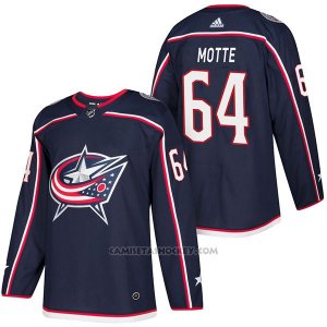 Camiseta Hockey Hombre Autentico Columbus Blue Jackets 64 Tyler Motte Home 2018 Azul