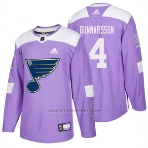 Camiseta St Louis Blues Carl Gunnarsson Hockey Fights Cancerjpg Violeta