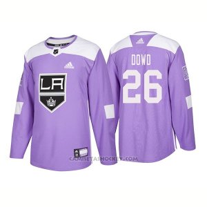 Camiseta Hockey Hombre Autentico Los Angeles Kings 26 Nic Dowd Hockey Fights Cancer 2018 Violeta