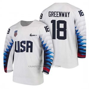 Camiseta USA Team Hockey 2018 Olympic Jordan Greenway 2018 Olympic Blanco