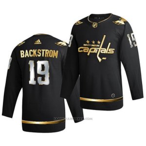 Camiseta Hockey Washington Capitals Nicklas Backstrom Golden Edition Limited Autentico 2020-21 Negro