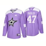 Camiseta Hockey Hombre Autentico Dallas Stars 47 Alexander Radulov Hockey Fights Cancer 2018 Violeta