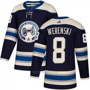 Camiseta Hockey Columbus Blue Jackets 8 Zach Werenski Alterno Autentico Azul