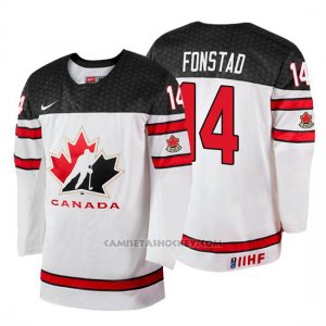 Camiseta Canada Team Cole Fonstad 2018 Iihf World Championship Jugador Blanco